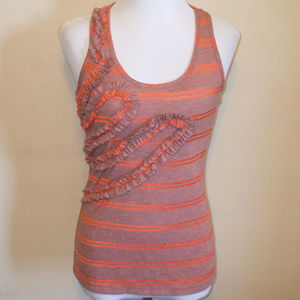 Ruffle Accent Striped Tank Top Shirt